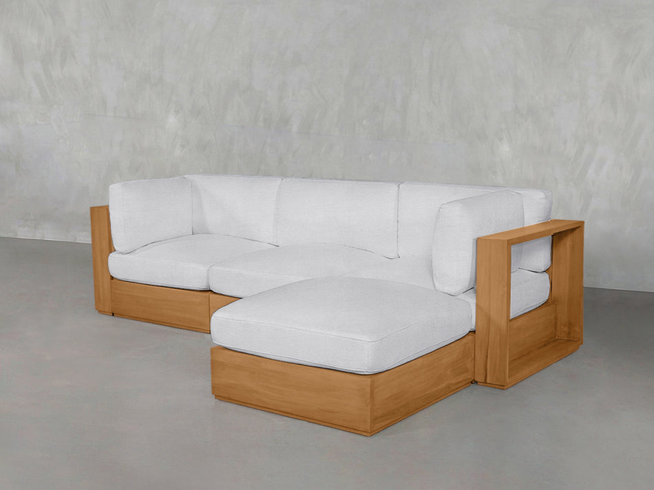 4-Seat Modular Chaise Sectional Teak Outdoor