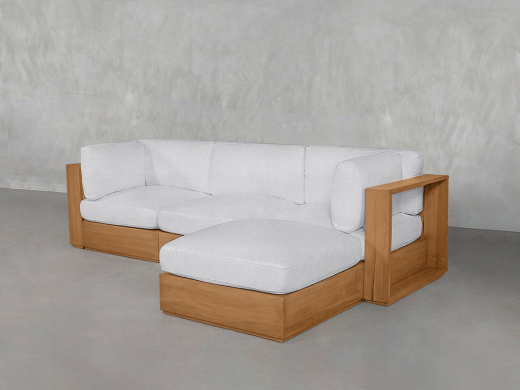 4-Seat Modular Chaise Sectional Teak Outdoor - 7th Avenue