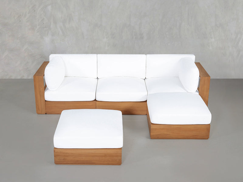 4-Seat Modular Chaise Sectional with Ottoman Teak Outdoor - 7th Avenue
