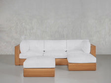 4-Seat Modular Chaise Sectional with Ottoman Teak Outdoor - 7th Avenue