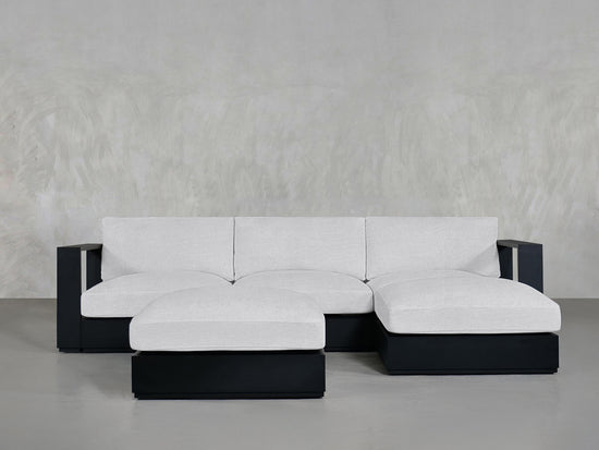 4-Seat Modular Chaise Sectional with Ottoman Aluminum Outdoor