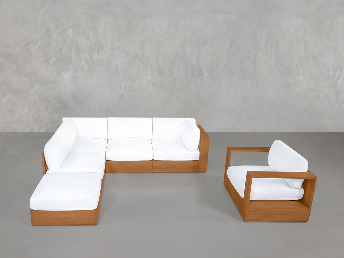 5-1 Sectional & Armchair Set Teak Outdoor - 7th Avenue