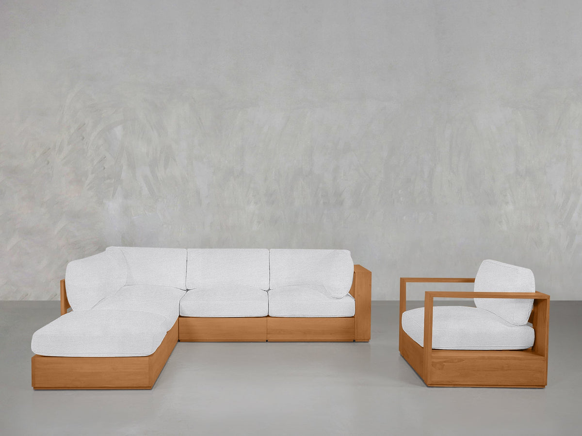 5-1 Sectional & Armchair Set Teak Outdoor - 7th Avenue