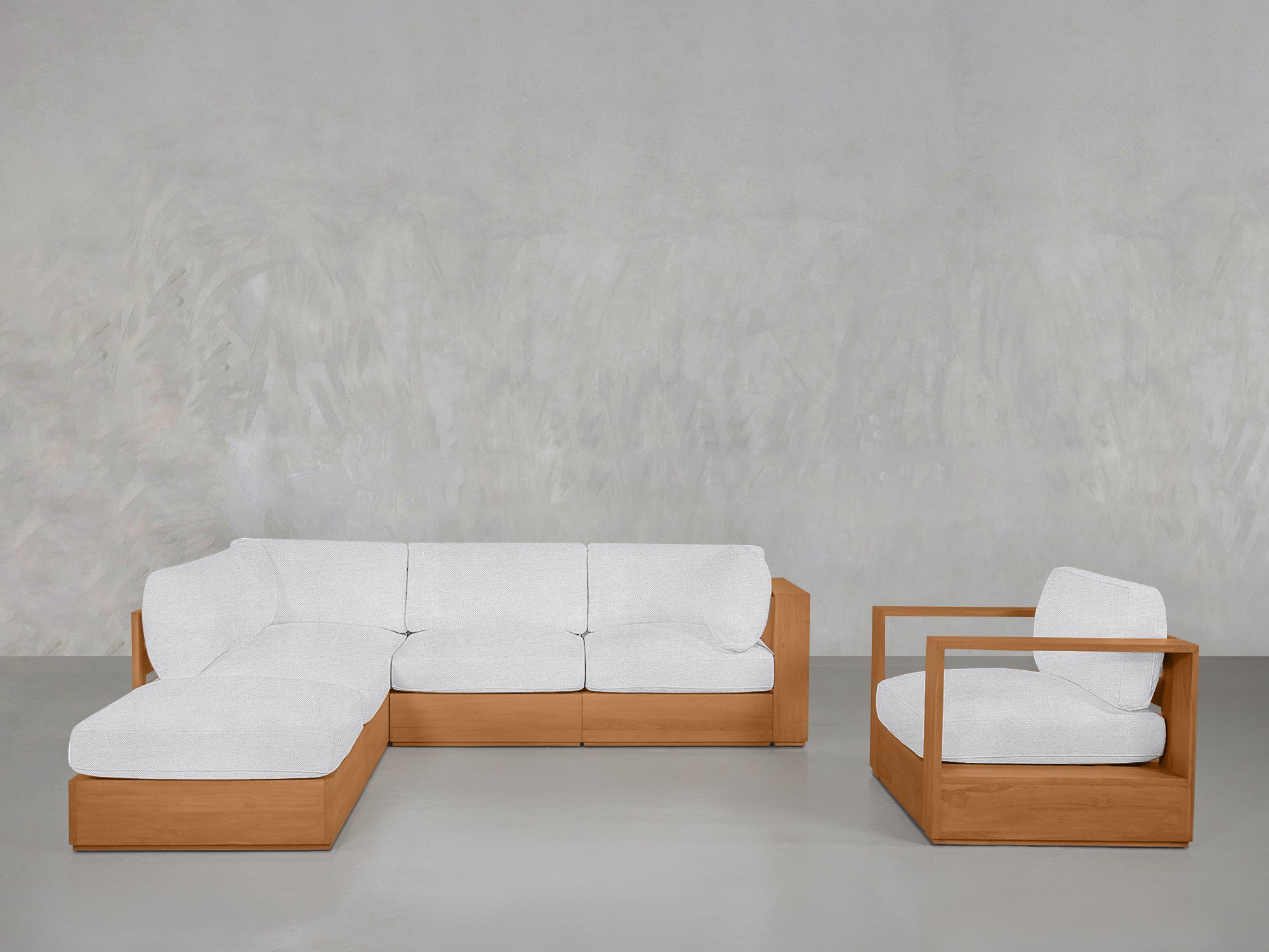 5-1 Sectional & Armchair Set Teak Outdoor - 7th Avenue