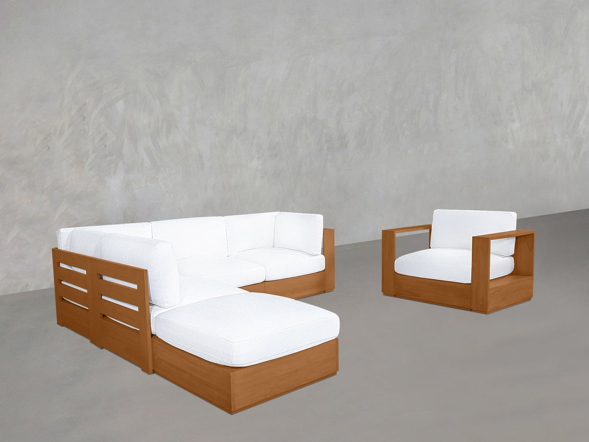 5-1 Sectional & Armchair Set Teak Outdoor - 7th Avenue