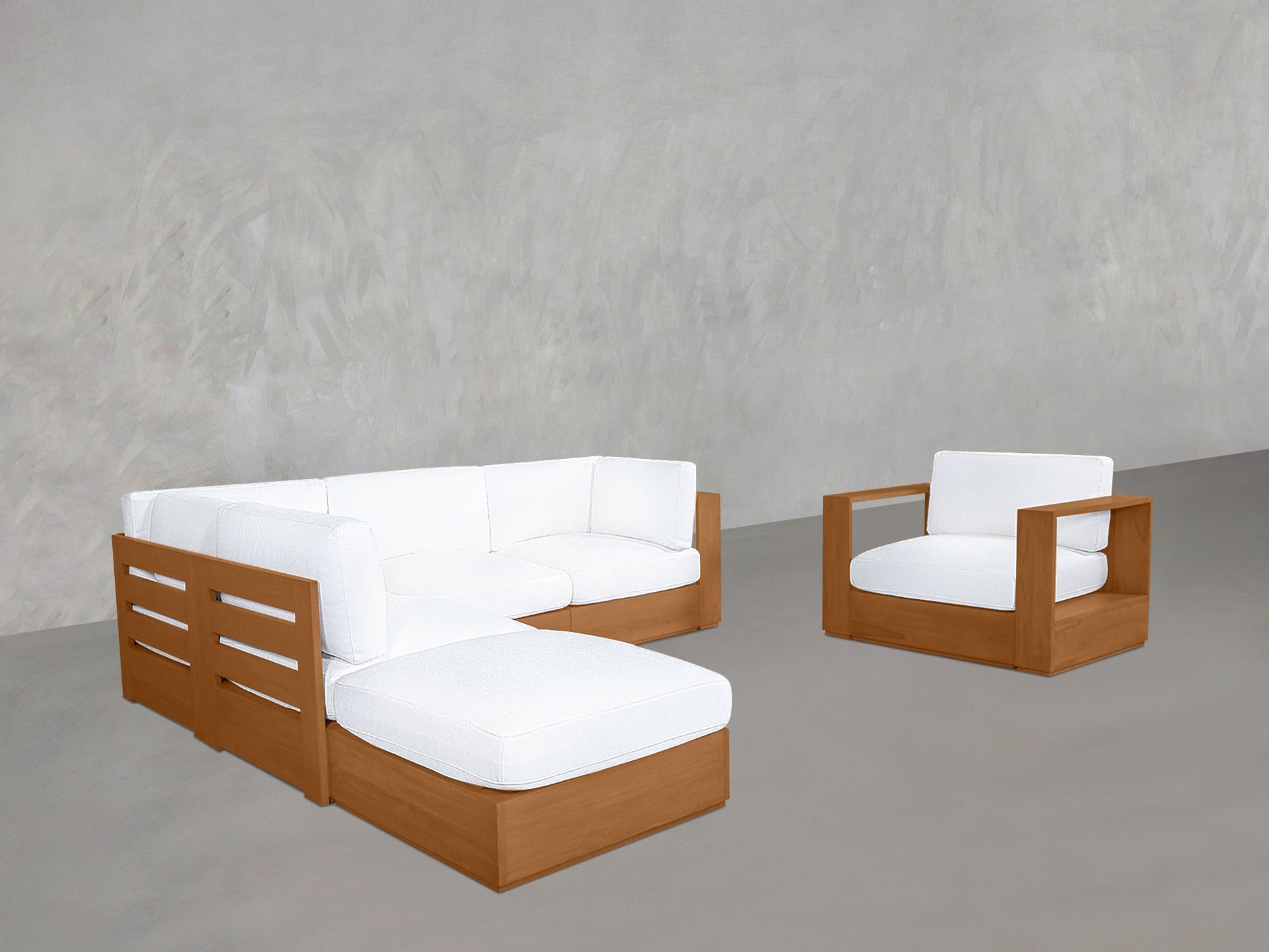 5-1 Sectional & Armchair Set Teak Outdoor - 7th Avenue