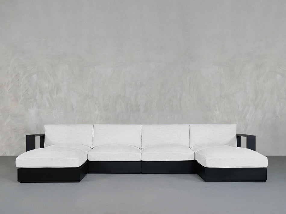 6-Seat Modular Double Chaise Sectional Aluminum Outdoor
