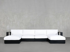 6-Seat Modular Double Chaise Sectional Aluminum Outdoor