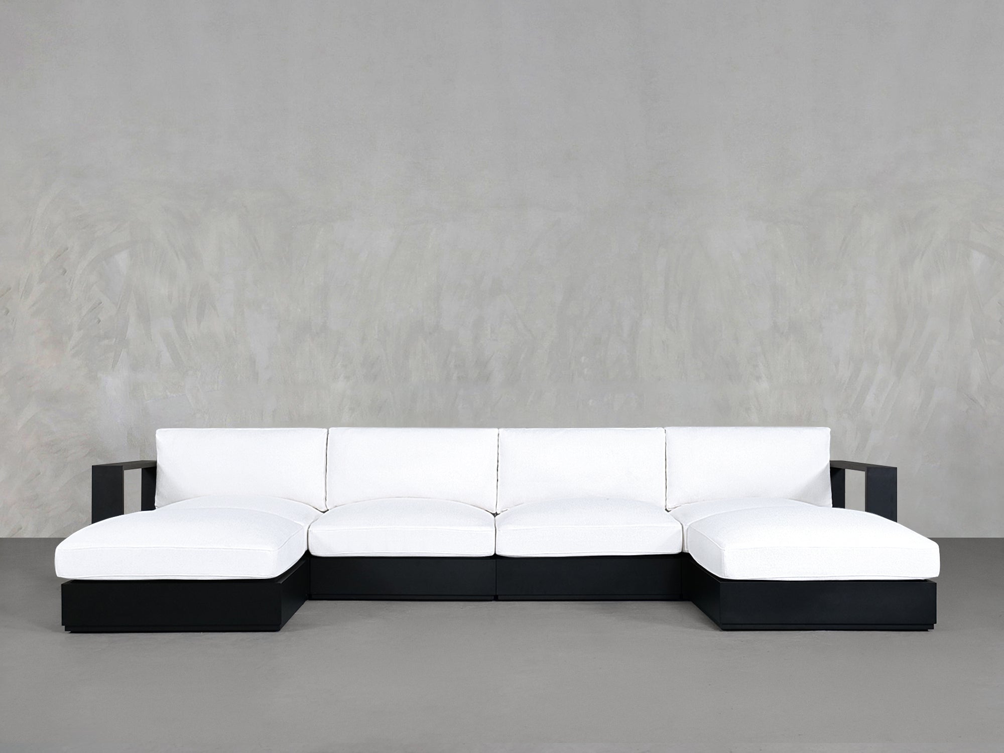 6-Seat Modular Double Chaise Sectional Aluminum Outdoor