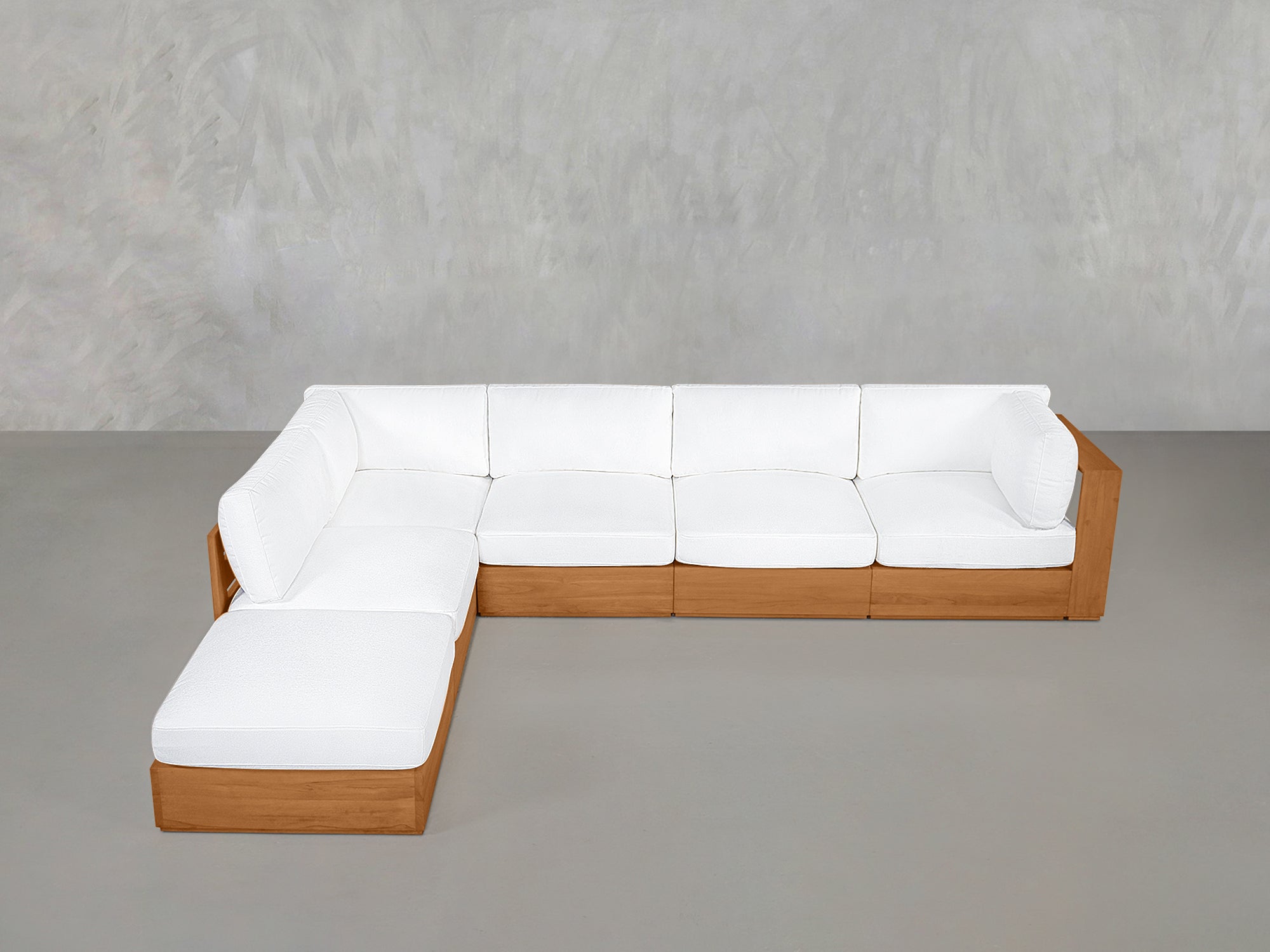 6-Seat Modular Corner Lounger Sectional Teak Outdoor - 7th Avenue