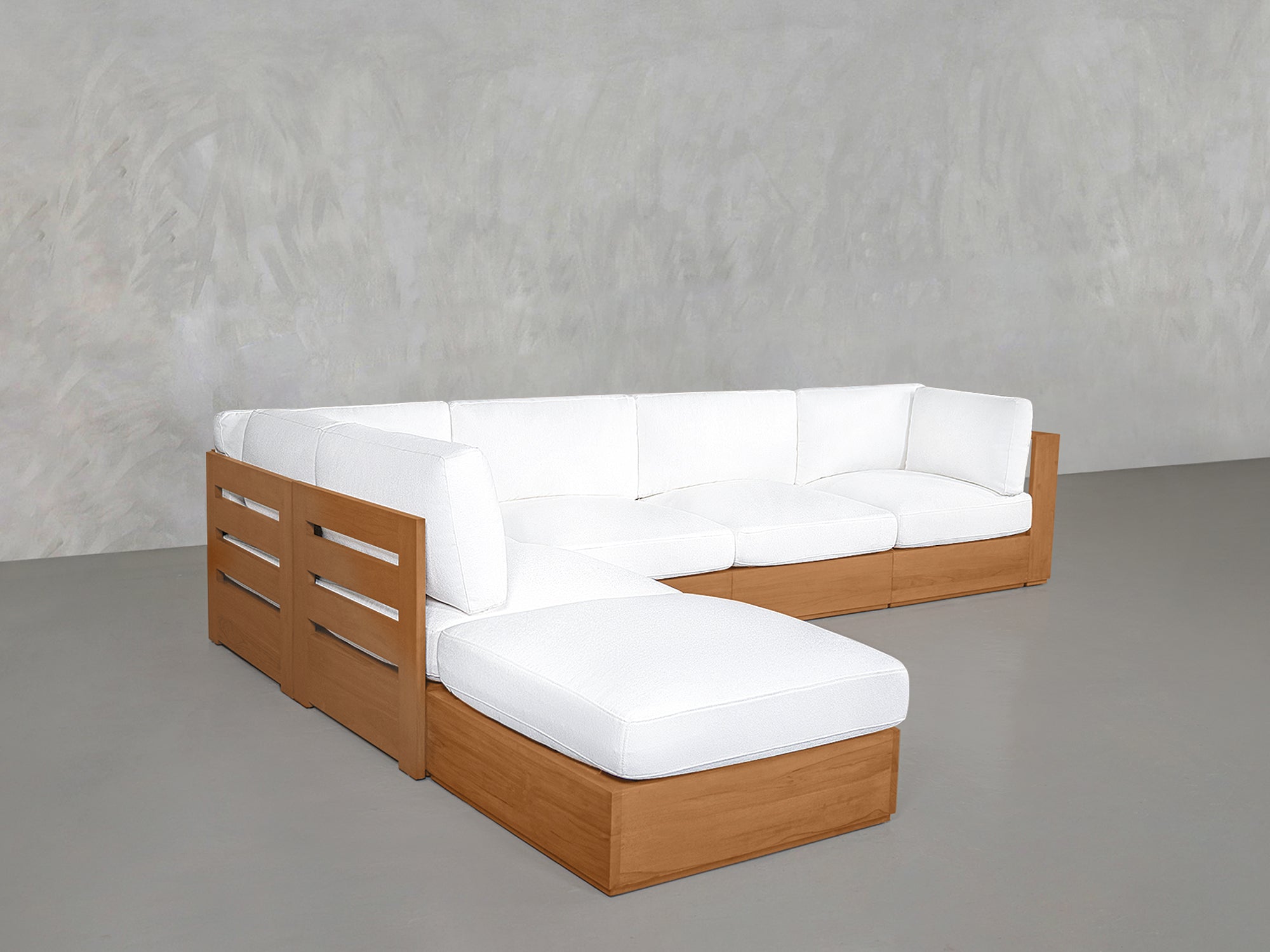 6-Seat Modular Corner Lounger Sectional Teak Outdoor - 7th Avenue