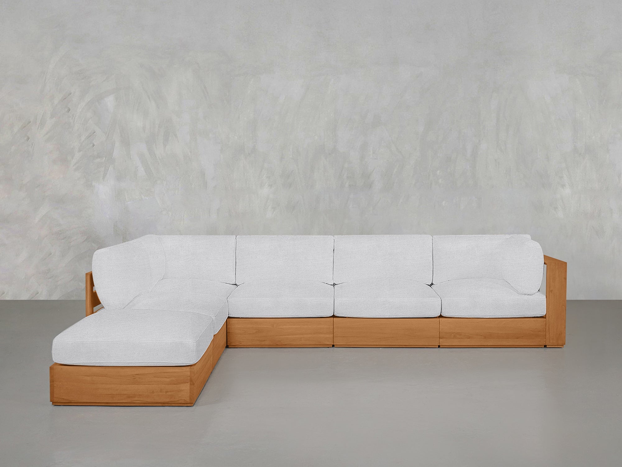 6-Seat Modular Corner Lounger Sectional Teak Outdoor - 7th Avenue