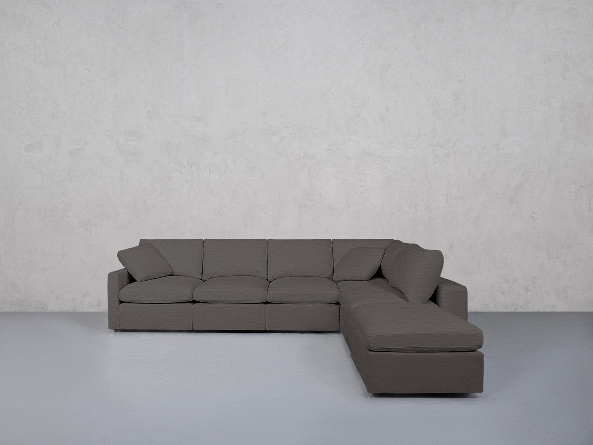 6-Seat Modular Corner Right Lounger Sectional (Thin Arms) - 7th Avenue