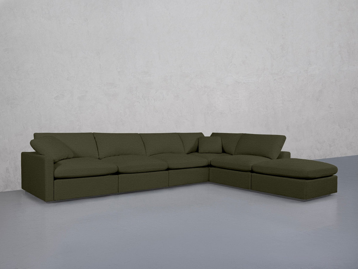 6-Seat Modular Corner Right Lounger Sectional (Thin Arms) - 7th Avenue