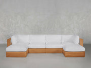 6-Seat Modular Double Chaise Sectional Teak Outdoor - 7th Avenue