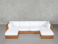 6-Seat Modular Double Chaise Sectional Teak Outdoor - 7th Avenue