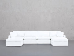 6-Seat Modular Double Chaise Sectional (Thin Arms)