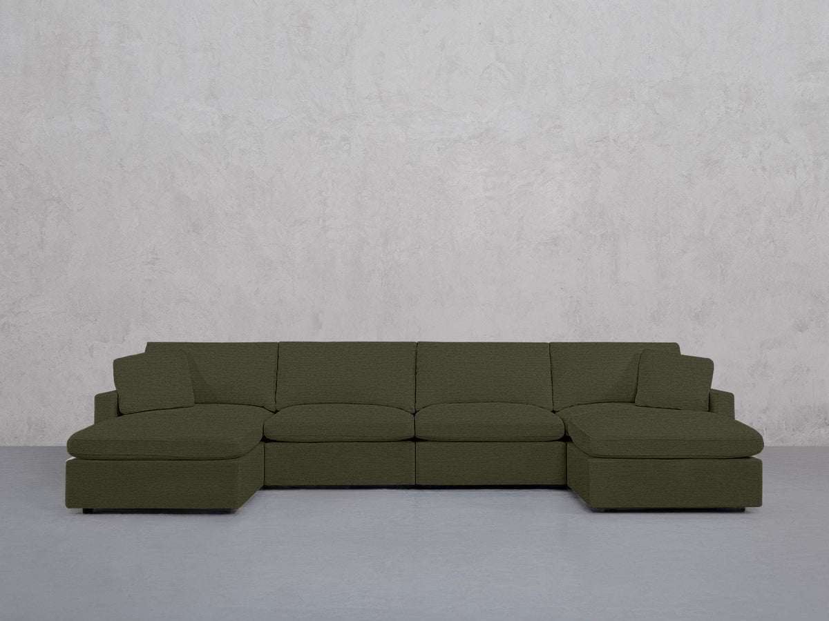 6-Seat Modular Double Chaise Sectional (Thin Arms) - 7th Avenue