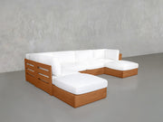 7-Seat Modular Chaise Corner Lounger Sectional Teak Outdoor - 7th Avenue