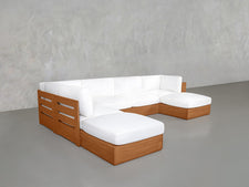 7-Seat Modular Chaise Corner Lounger Sectional Teak Outdoor - 7th Avenue