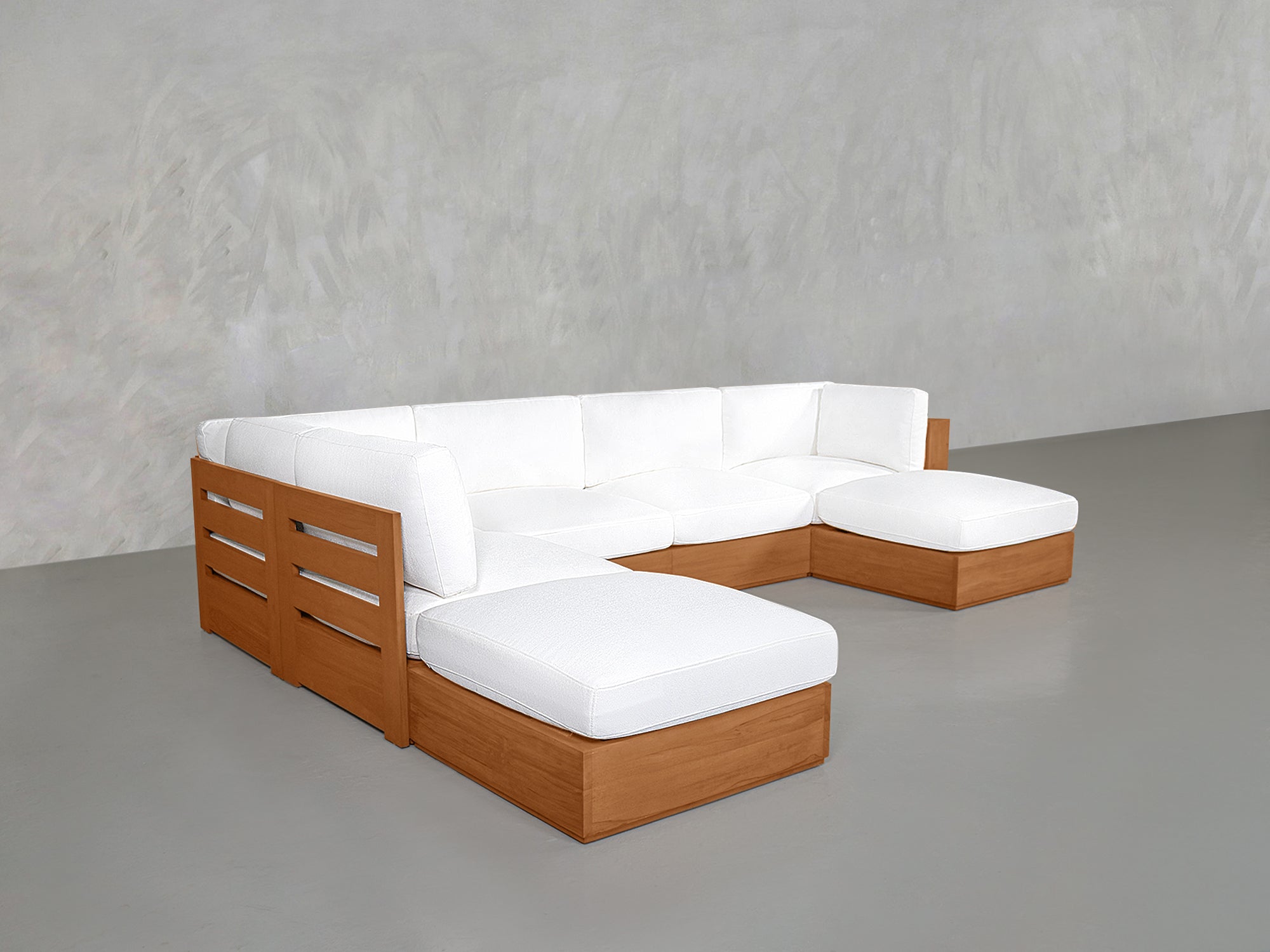 7-Seat Modular Chaise Corner Lounger Sectional Teak Outdoor - 7th Avenue