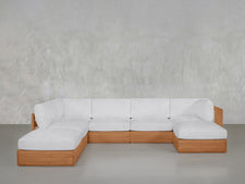 7 - Seat Modular Chaise Corner Lounger Sectional Teak Outdoor - 7th Avenue
