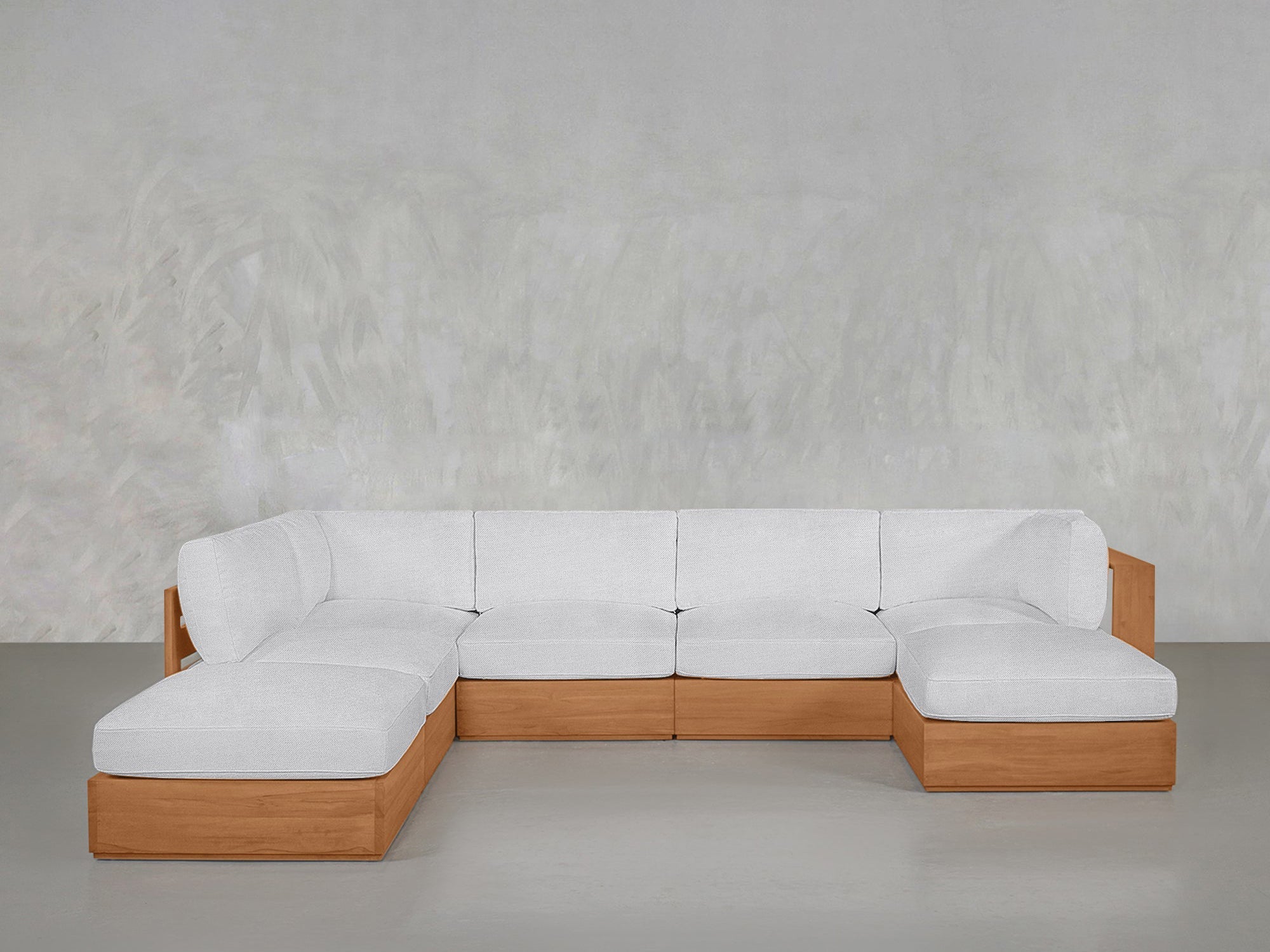 7 - Seat Modular Chaise Corner Lounger Sectional Teak Outdoor - 7th Avenue