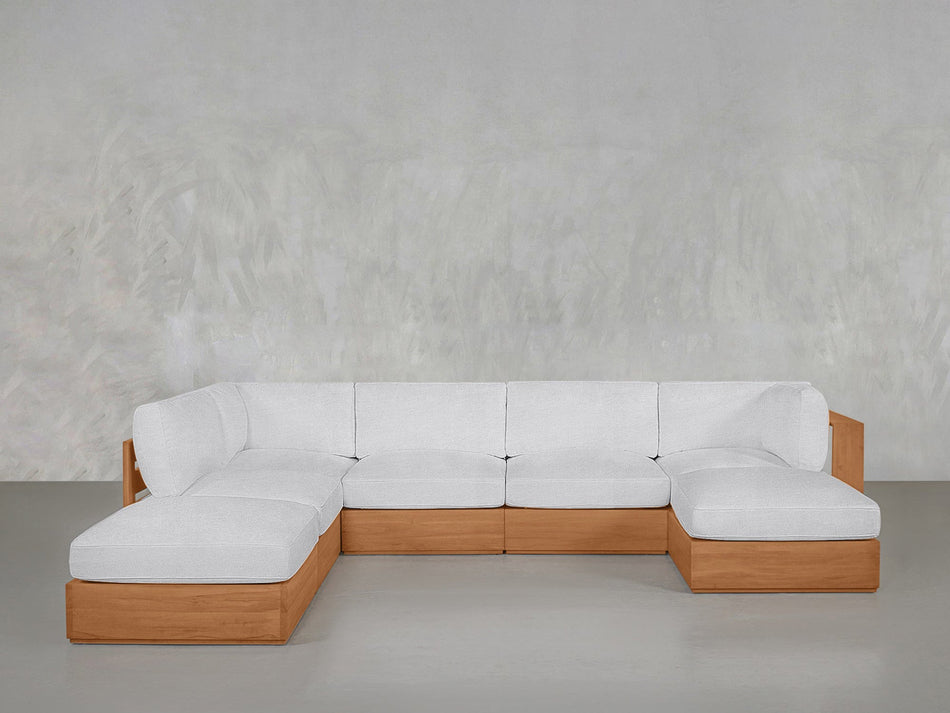 7 - Seat Modular Chaise Corner Lounger Sectional Teak Outdoor - 7th Avenue
