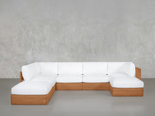 7 - Seat Modular Chaise Corner Lounger Sectional Teak Outdoor - 7th Avenue