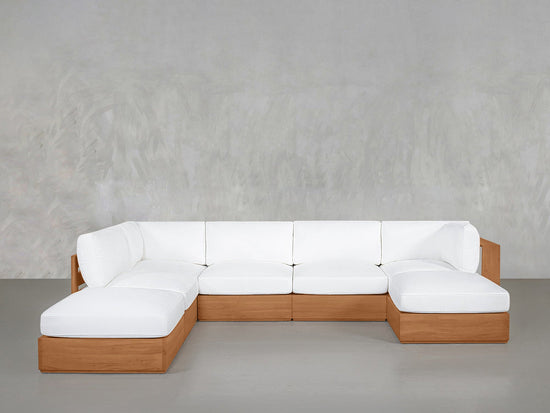 7 - Seat Modular Chaise Corner Lounger Sectional Teak Outdoor - 7th Avenue