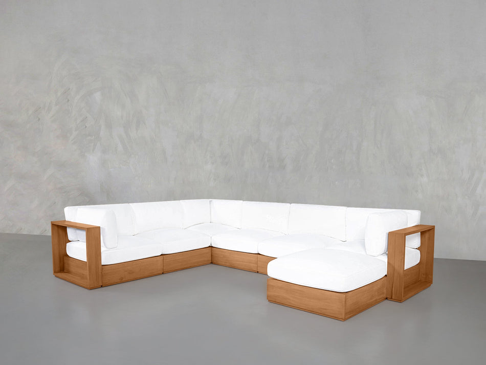 7-Seat Modular Corner Sectional Teak Outdoor - 7th Avenue