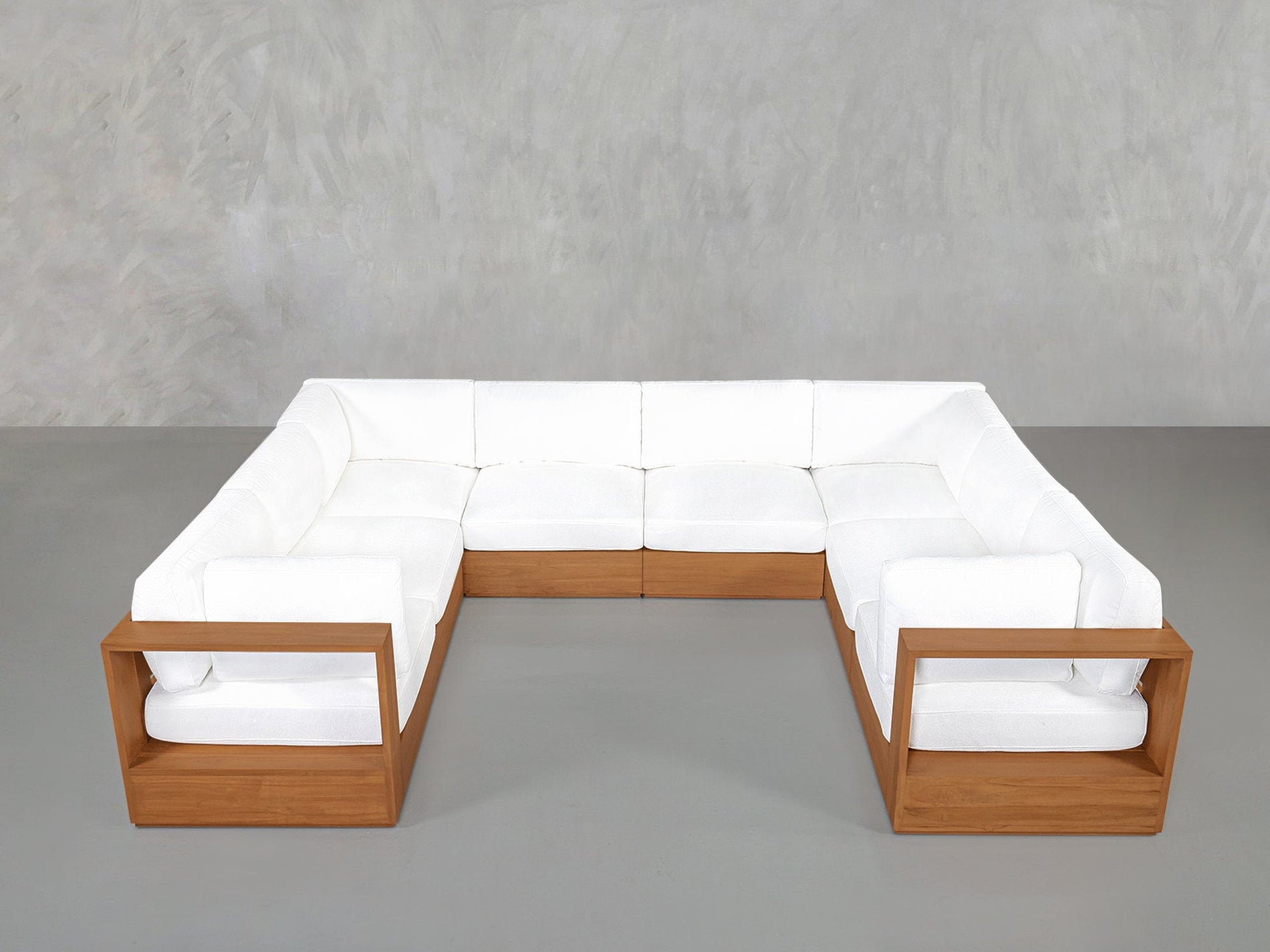 8-Seat Modular U-Sectional Teak Outdoor - 7th Avenue