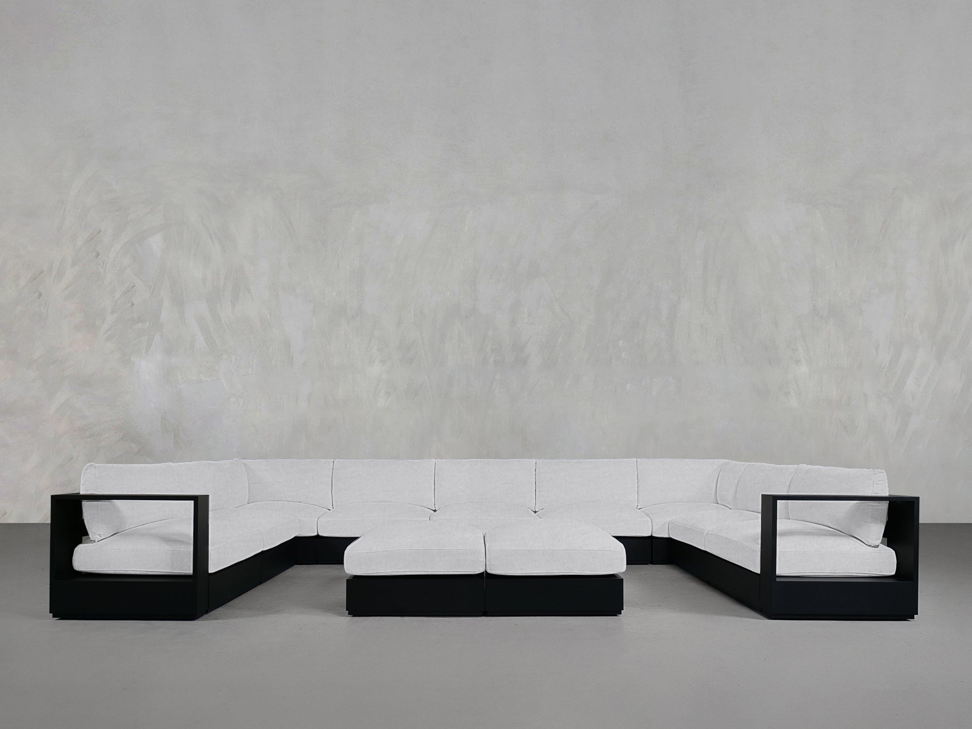 9-Seat Modular U-Sectional with Double Ottoman Aluminum Outdoor