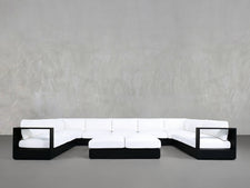 9-Seat Modular U-Sectional with Double Ottoman Aluminum Outdoor