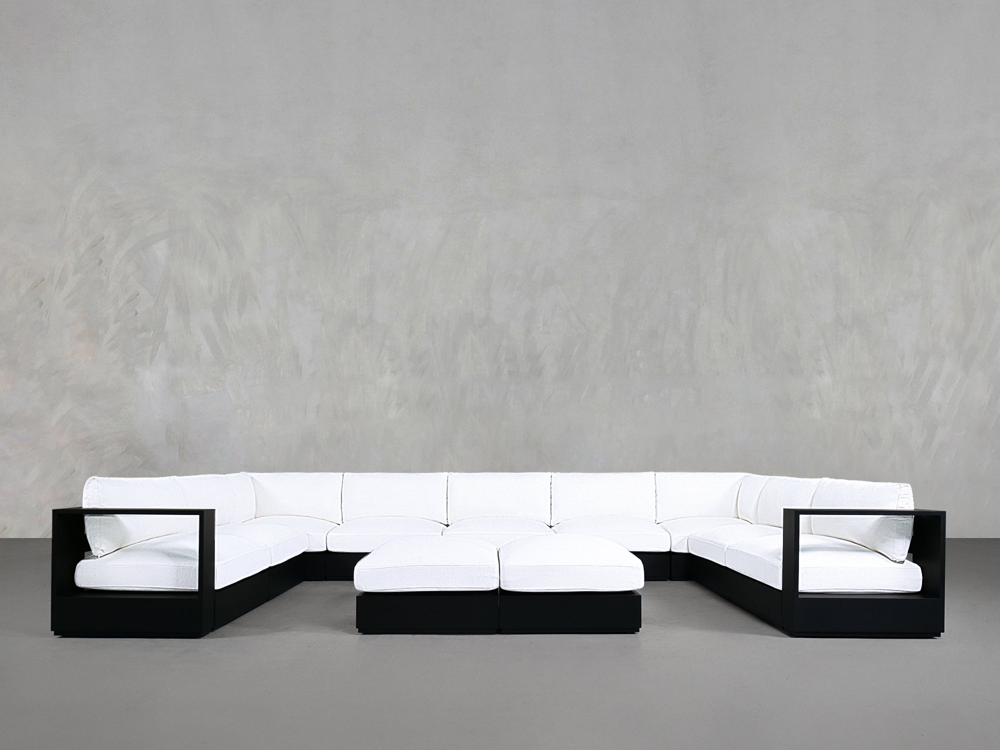 9-Seat Modular U-Sectional with Double Ottoman Aluminum Outdoor