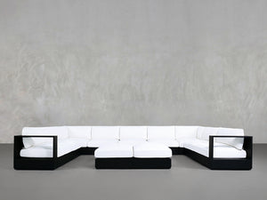 9-Seat Modular U-Sectional with Double Ottoman Aluminum Outdoor