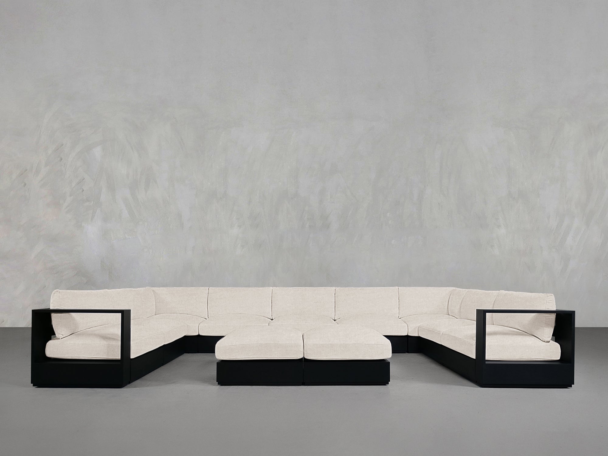 9 - Seat Modular U - Sectional with Double Ottoman Aluminum Outdoor - 7th Avenue