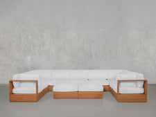 9-Seat Modular U-Sectional with Double Ottoman Teak Outdoor - 7th Avenue