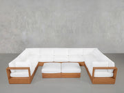9-Seat Modular U-Sectional with Double Ottoman Teak Outdoor - 7th Avenue