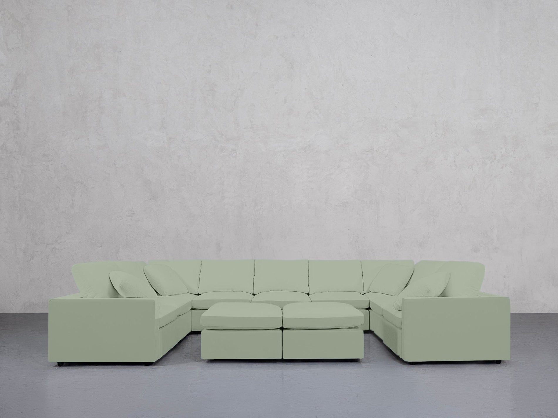 9-Seat Modular U-Sectional with Double Ottoman (Thin Arms) - 7th Avenue