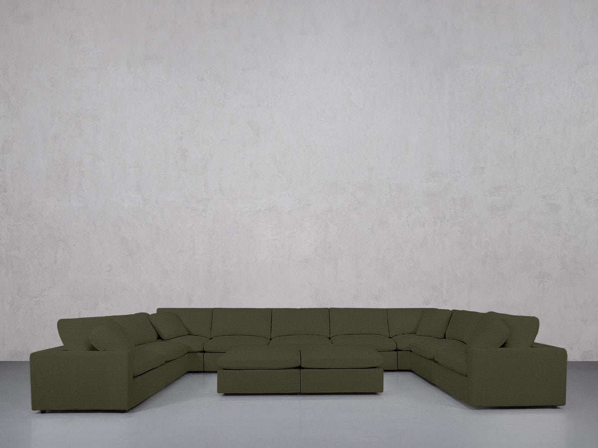 9-Seat Modular U-Sectional with Double Ottoman (Thin Arms) - 7th Avenue