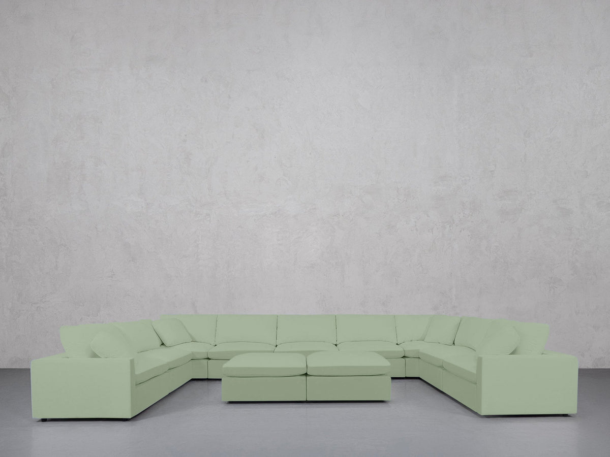 9-Seat Modular U-Sectional with Double Ottoman (Thin Arms) - 7th Avenue