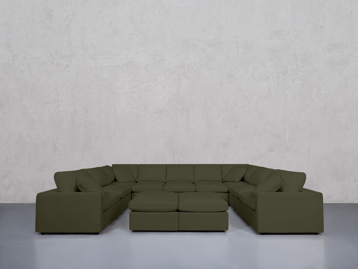9-Seat Modular U-Sectional with Double Ottoman (Thin Arms) - 7th Avenue