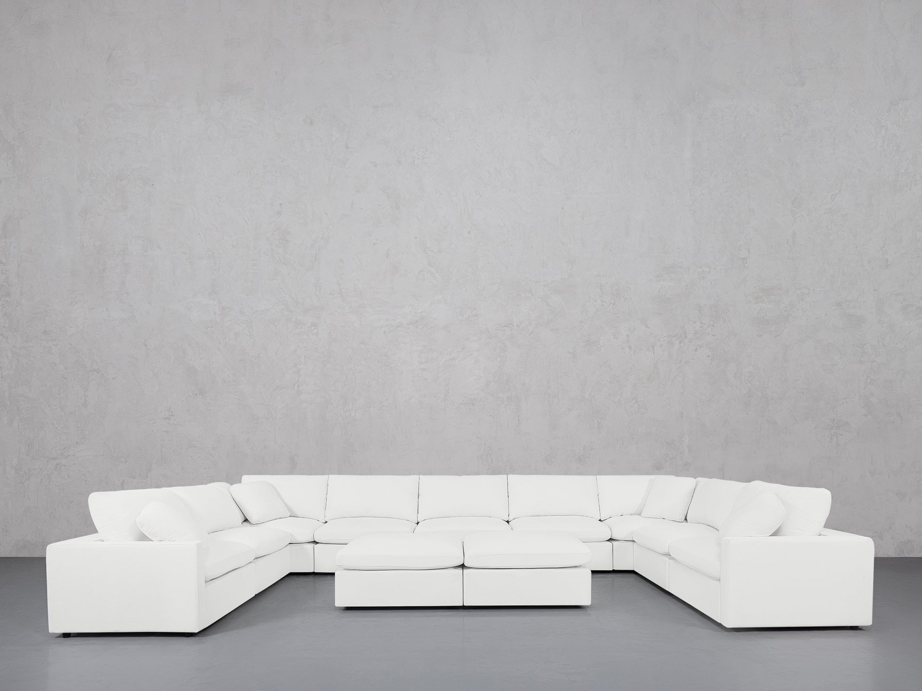 9-Seat Modular U-Sectional with Double Ottoman (Thin Arms)