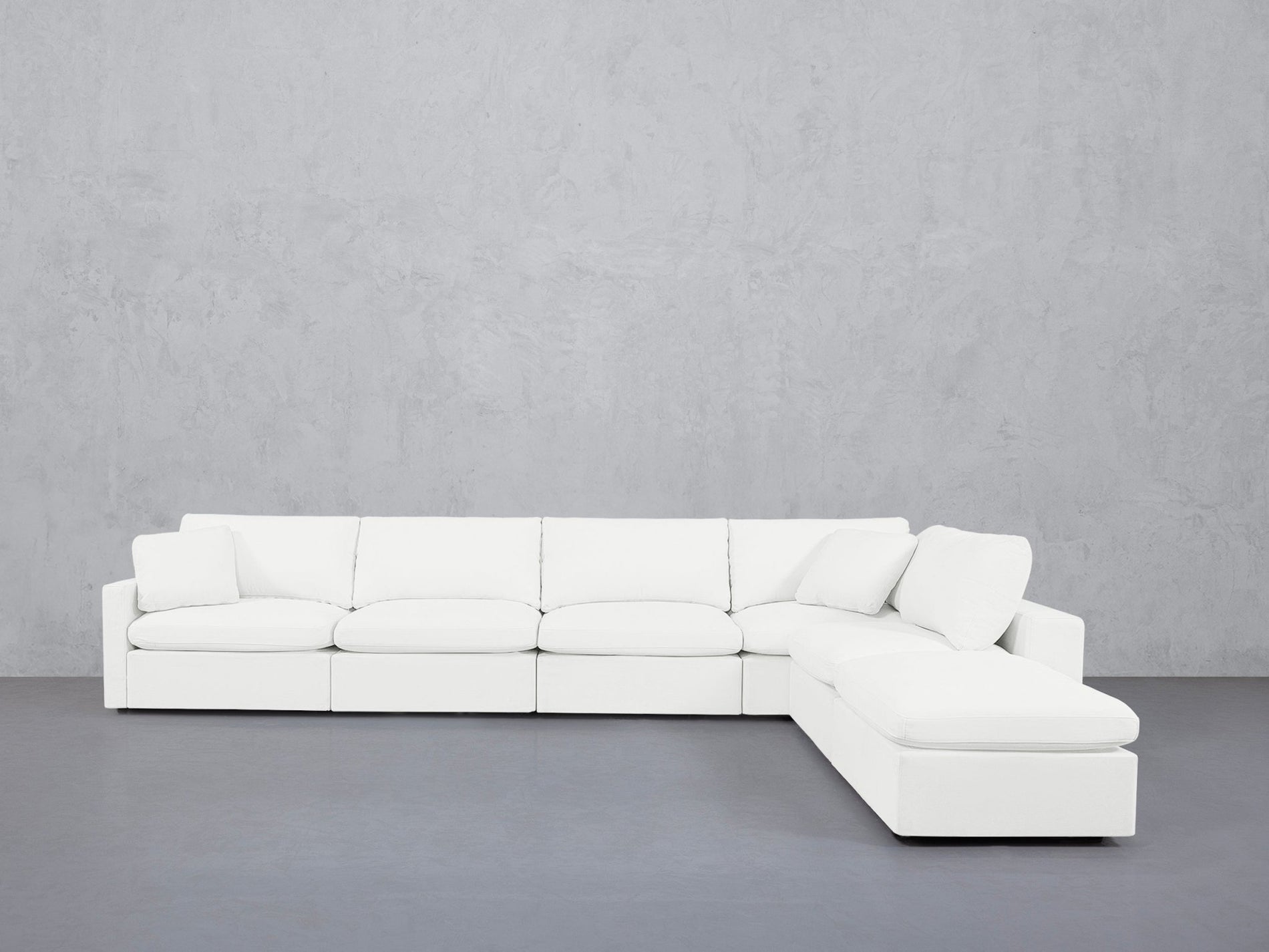 6-Seat Modular Corner Right Lounger Sectional (Thin Arms)