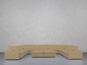 9-Seat Modular U-Sectional with Double Ottoman (Thin Arms)