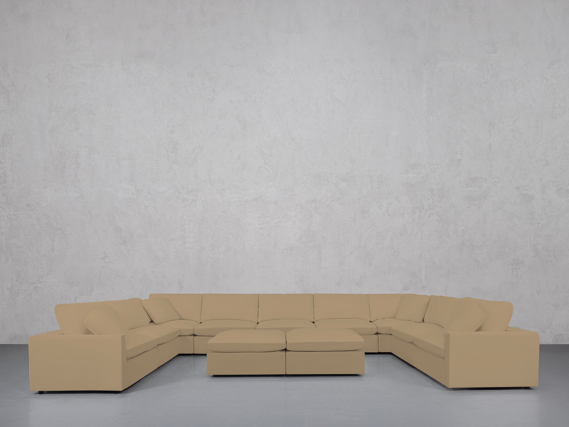 9-Seat Modular U-Sectional with Double Ottoman (Thin Arms)