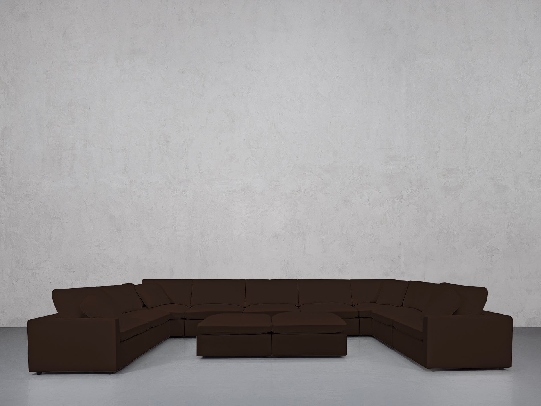 9-Seat Modular U-Sectional with Double Ottoman (Thin Arms)