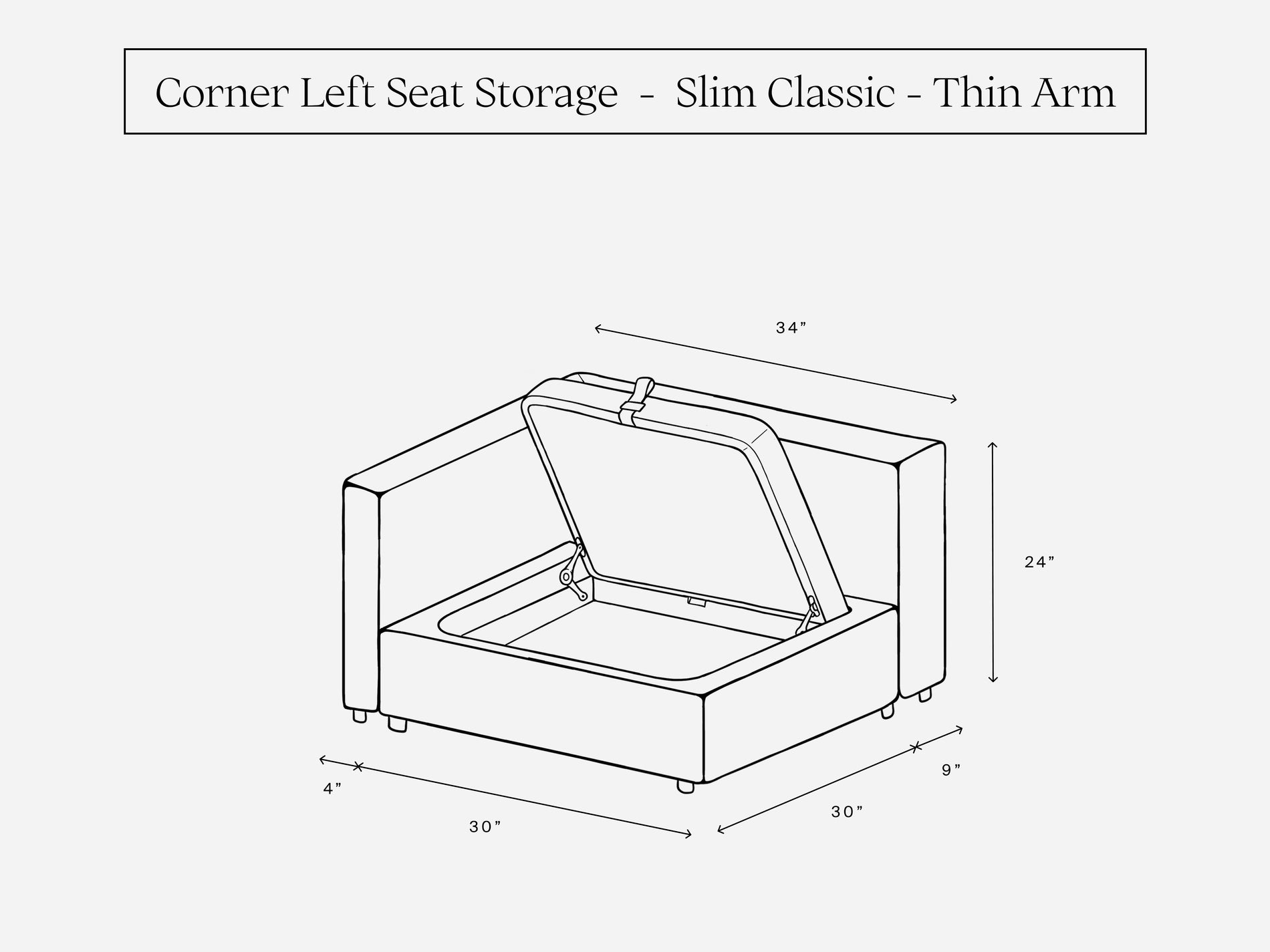 Corner Left Seat (Storage & Thin Arm)