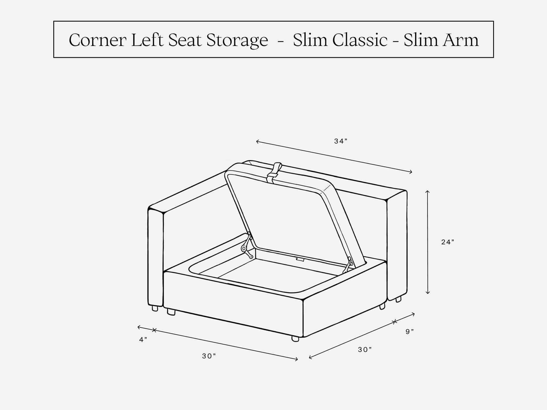 Corner Left Seat (Storage & Thin Arm)